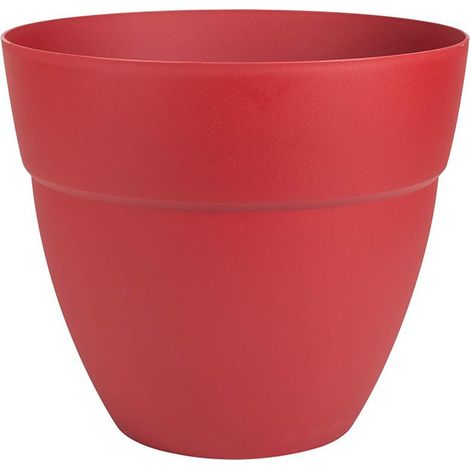 EDA – Pot rond Cancun 40cm – Capacité 28L – Couleur rouge rubis – Zone de rétention d'eau pour maintien d'humidité (1/7)
