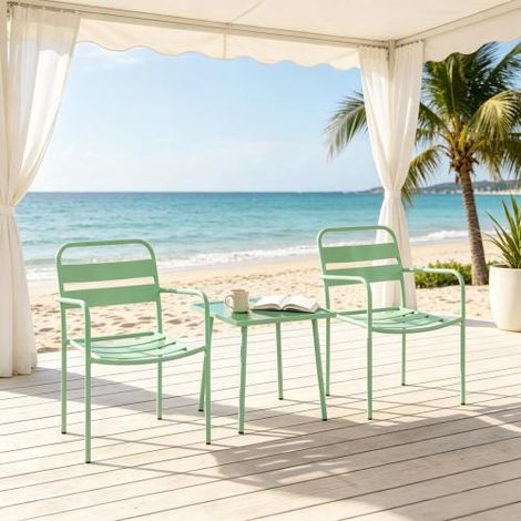 Set di mobili da giardino moderni, gruppo di sedute da esterno con due poltrone e tavolo quadrato, set lounge compatto (solo con 2 sedie, 1 tavolo) Disponibile in loco (1/5)