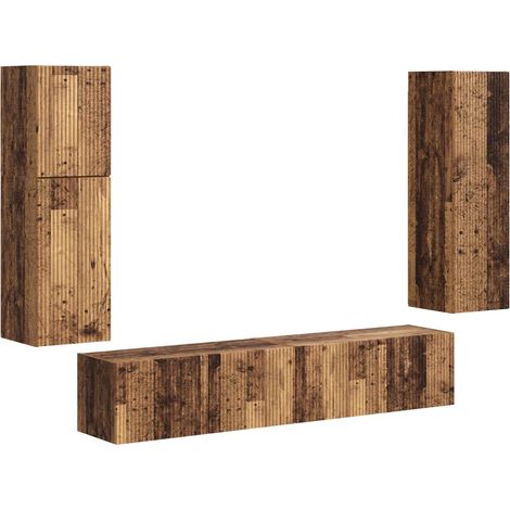 TV-Schrankset Wandmontiert 4 pcs Altholz Holzwerkstoff vidaXL