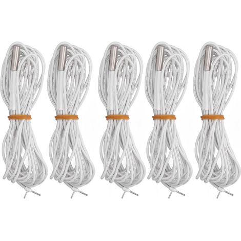 Lot de 5 cartouches chauffantes 24V 60W avec tête inox 304 tube de chauffe blanc imprimante 3D Ender CR10 Wanhao câble silicone 0.5mm² 6x20mm (1/5)