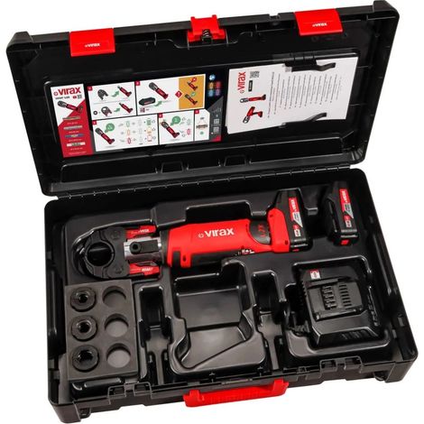 Virax – Presse à sertir électro-mécanique 18V avec 2 batteries 2.0Ah – Inserts TH16-20-26 – Chargeur rapide – Poids léger 2,1 kg – SKU 253577