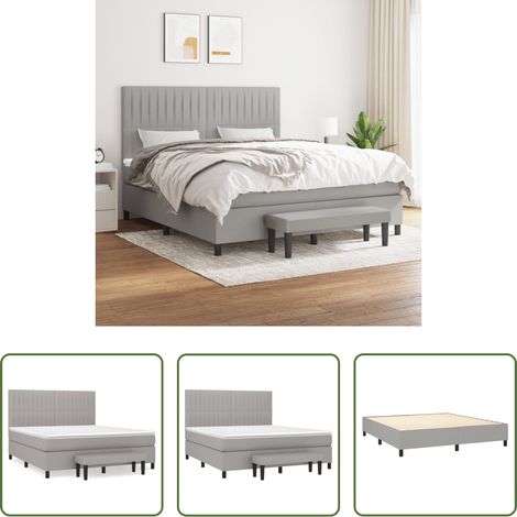 vidaXL Kopfteil - Boxspringbett mit Matratze Hellgrau 180x200 cm Stoff (1/5)