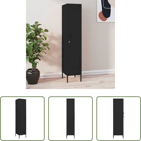 Armoire de rangement -  Armoire à casiers Noir 35x46x180 cm Acier (1/5)