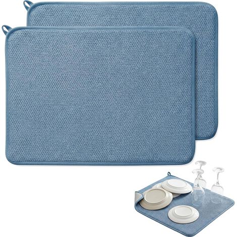2 Pièces Tapis Vaisselle Absorbant, 50x38 cm Tapis de Séchage en Microfibre (1/5)