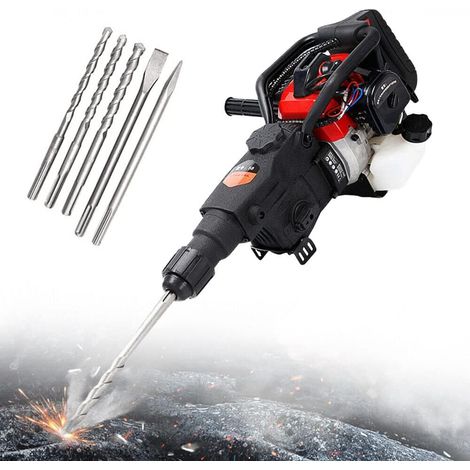 Senderpick – Marteau-piqueur à essence 32,7 CC – Moteur 1800W – Force d'impact 30J – Fréquence 3200 coups/min – Pour béton et démolition