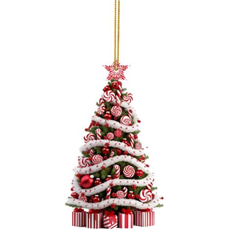 Pendentif Acrylique - Décoration Arbre De Noël Plat 2D - Pour Intérieur Extérieur Voiture Bureau - Lot De 1 (1/3)