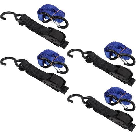 4 sangles d'ancrage solides 25 mm x 1,8 m, parfaites pour attacher moto, remorque, camion et bagages. (1/5)