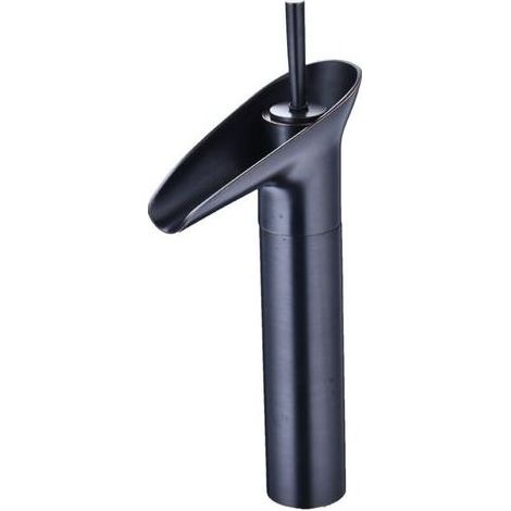 Robinet Salle Bain, Robinet Cascade Mitigeur Lavabo Noir Rétro à Levier Unique Robinet Lavabo, Laiton Comptoir Haute Robinet Salle de Bain Robinet Lave Main Robinet Evier Vasque,Noir (1/5)