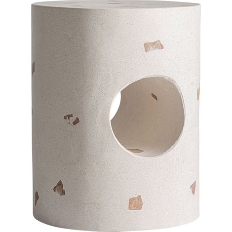 Table d'appoint cylindrique en terrazzo - blanc cassé (1/5)