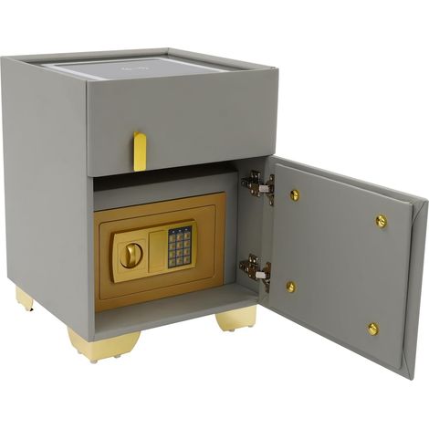 Table de chevet 2 en 1 - Armoire de nuit intelligente - Avec coffre-fort - Haut-parleur Bluetooth et deux méthodes de charge - Pour salon et chambre à coucher - 40 x 40 x 50 cm - Gris (1/5)