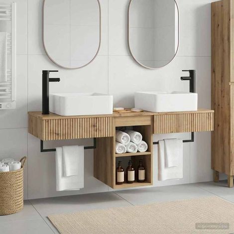 vidaXL Bathroom Furniture Set 3 pcs Artisan Oak Engineered Wood (1/5)