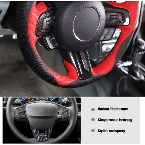Suitable for Ford 15-23 Mustang steering wheel modification with bright trim carbon fiber steering wheel stickers (1/5)