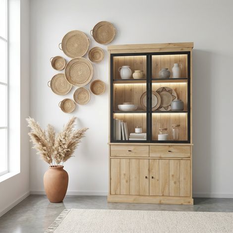 Vaisselier/argentier contemporain 124 cm chêne clair Valeria (1/5)
