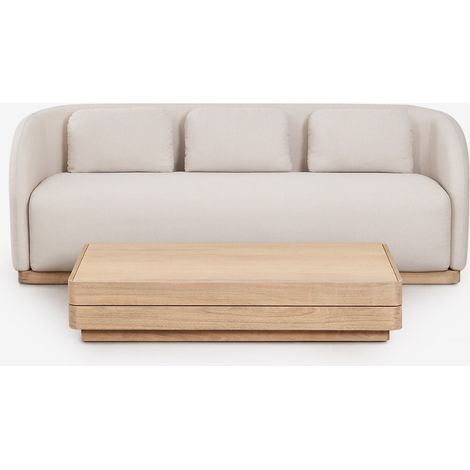 SKLUM Wohnzimmer-Set mit 3-Sitzer-Sofa und rechteckigem Couchtisch 130x75 cm aus Akazienholz Verona Helles Akazienbraun (1/5)