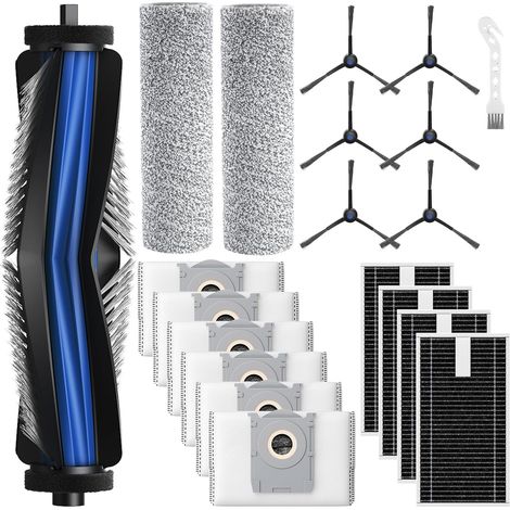 Lot de 20 accessoires pour aspirateur robot ECOVACS DEEBOT X8 Omni et X8 Pro Omni, 1 brosse principale en caoutchouc, 4 filtres, 2 rouleaux de nettoyage, 6 brosses latérales, 6 sacs d'aspirateur (1/5)