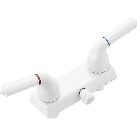 Robinet de douche pour camping-car, vanne de douche de 10 cm avec double levier pour le contrôle de l'eau froide/froide pour salles de bain de camping-cars/caravanes/mobil-homes (1/5)