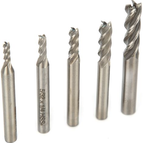 Set de 5 fraises HSS professionnelles pour défonceuse CNC, outils de gravure et fraisage de précision, accessoires de coupe multi-usages. (1/5)
