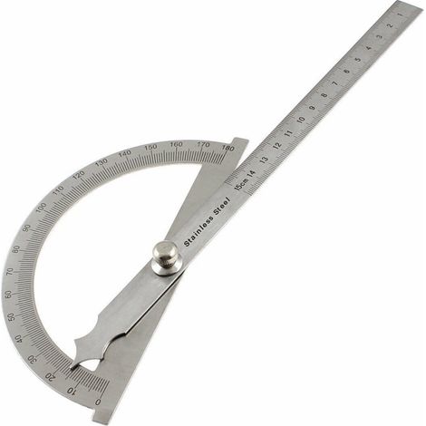 TrAdE Shop Traesio - Strumento Di Misurazione Angoli A Stecca Righello Goniometro Scalimetro 150mm -