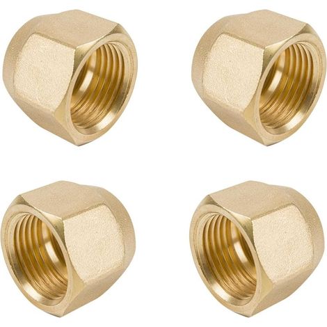4 pcs Split éCrou à Sertir,Bouchon à Sertir En Laiton,Laiton éCrous ,3/8 Pouce Pour Conduite De FrigorigèNe Climatisation,Adaptateur Pour Hvac (2”1/4) (1/5)