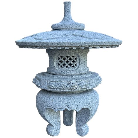 Lanterna cinese in pietra (granito rosa) scolpita a mano, MARU YUKIMI, alta 55 cm - GL044D45