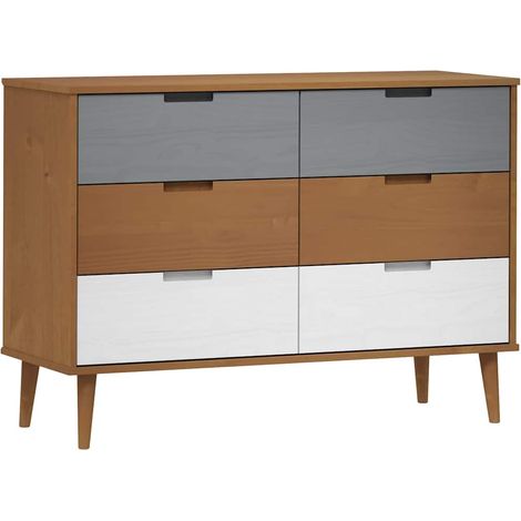 Commode MOLDE Marron 113x40x80 cm Bois de pin massif vidaXL (1/5)