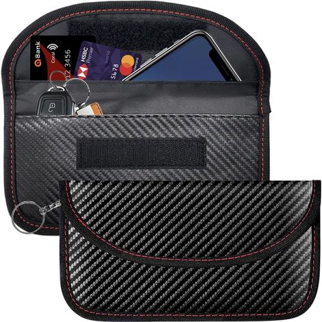 2 PCS Etui Anti RFID Signal Faraday Pochette Sac Pochette Faraday pour Téléphones et Clés de Voiture Sacs Faraday Sacs de Blocage RFID pour la Sécurité de la Voiture (Noir)