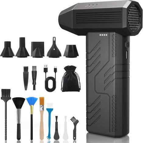 Souffleur Air Comprimé 110000TR/Min, Soufflette Électrique Rechargeable avec Batterie 8000mAh, Souffleur 3 Vitesses Mini Souffleur Sans fil, pour Ordinateur, Clavier, Meubles et Voitures (1/5)