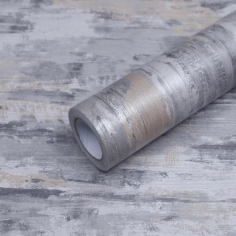 Papier peint effet béton style rétro, vinyle, gris, face adhésive, plastique, mat, épais, imperméable, autocollant, pour la chambre, bureau 40CM×5M (1/5)