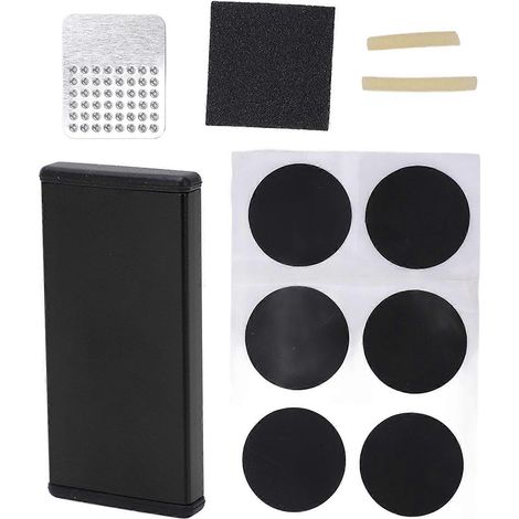 Kit de réparation de pneu de vélo sans colle, boîte de réparation d'urgence pour vélo de route et VTT, noir (1/5)