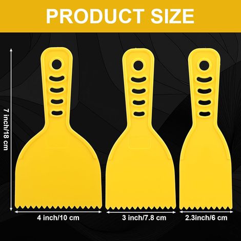 Ensemble de 3 spatules crantées en plastique Lothee - applicateur de colle - 4 - 3-1 - 2-4 - mastics de carrosserie automobile - mastic - vernis - applicateur de résine époxy - ensemble d'applicateurs (1/5)
