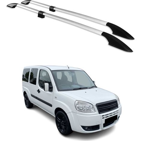 Barres de Toit longitudinales pour Fiat Doblo 2000-2010 L2 Aluminium Gris (1/5)