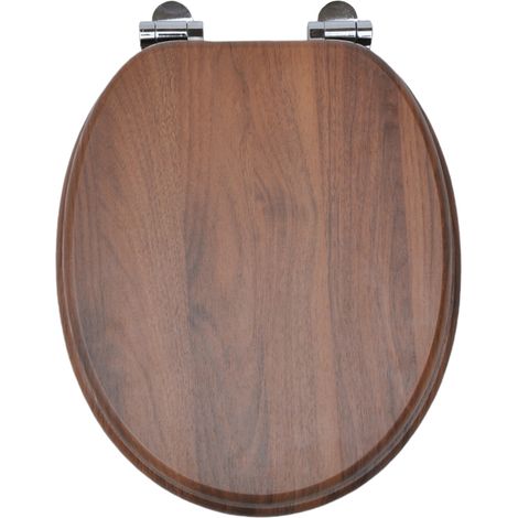 Abattant WC robuste en MDF avec descente automatique lente, pour salle de bains (1/5)