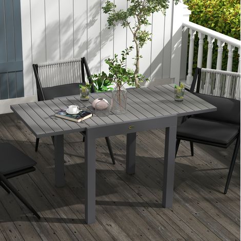 Mesa comedor extensible de aluminio gris para exterior HAVRYA (1/5)