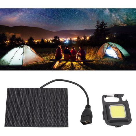 Wiederaufladbare USB-Solar-LED-Leuchte – 5-W-Monokristallin-Panel, IP68-Schutzart für Outdoor-Camping (1/5)
