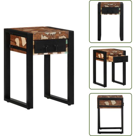 Beistelltisch Mehrfarbig 35x35x50 cm Altholz Massiv - Beistelltisch - Beistelltische - Ablagetisch - Akzenttisch (1/5)