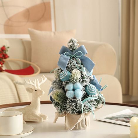 Kit Décoration Arbre De Noël - 30 Cm - Boules Rubans Crochets - Pour Décoration Intérieure Maison Fête - Bleu - 1 Pièce (1/5)