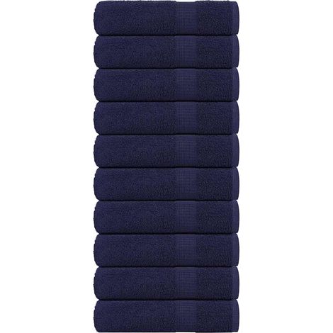 Toallas invitados 10uds 100% algodón azul marino 360gsm vidaXL