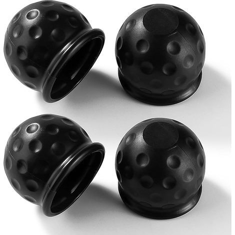 4 Pièces Cache Boule Attelage, 50mm Barre de Remorquage Boule Attelage Caoutchouc, Capuchon de Protection de Boule d'attache Remorque, pour Remorque, Camions, Voiture, Noir (1/5)