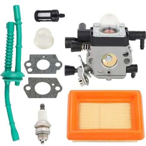 Lot de 2 kits carburateur avec conduite de carburant compatible avec motoculteurs Stihl MM55 et MM55C, remplace C1Q-S202 et 4601 120 0600. (1/4)