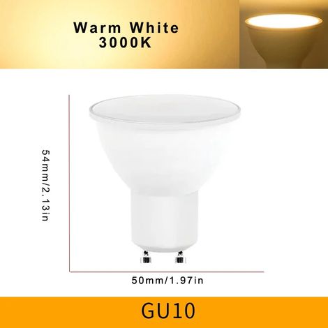 Lot de 12 ampoules LED décoratives, 3/6/9/12 W, AC220 V, GU10, couleur blanc chaud, pour la maison, les cafés, les bars et les environnements intérieurs.-AquaForge (1/5)