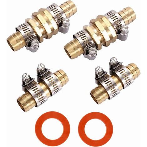Lot de 2 kits de réparation d’extrémité de tuyau d’arrosage 5/8 pouce en aluminium, raccord de jonction (1/4)