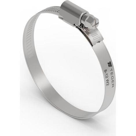 Collier de serrage à vis sans fin 8-12 (collier W2 - acier inoxydable) largeur 9 mm TEGER (vendu par paquets de 50) (1/3)