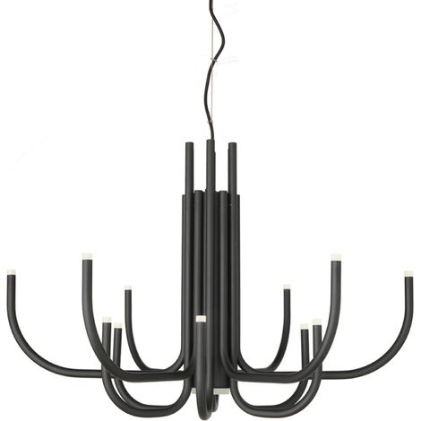 Lampada a sospensione NOUVEAU D78 cm a 12 luci LED in metallo verniciato NERO (1/3)