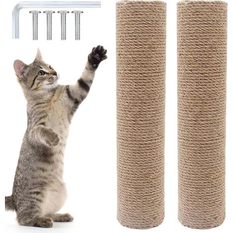 2 pièces de remplacement pour arbre à chat, griffoir pour chat de 40 cm de long, arbre à chat en sisal naturel, colonne à griffer avec vis M8, pièces de rechange pour arbre à chat pour la rénovation (1/5)