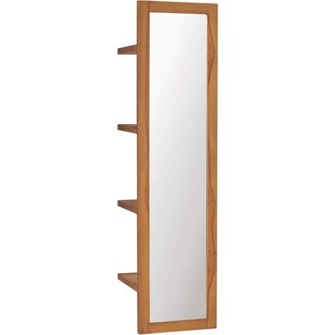Miroir mural avec étagères-Miroir Suspendu avec rangement 30x30x120 cm Bois de teck massif 719447 (1/5)