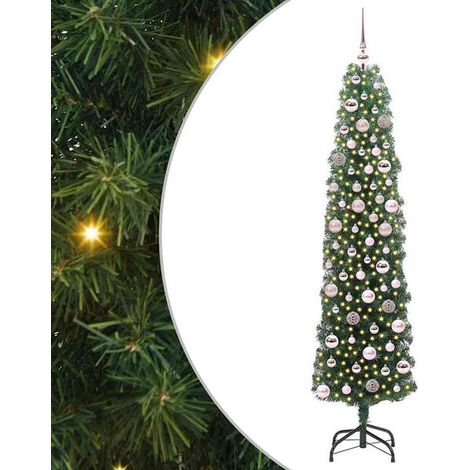 Sapin de Noël artificiel vert, 180 cm de haut, en PVC, acier et plastique. (1/5)
