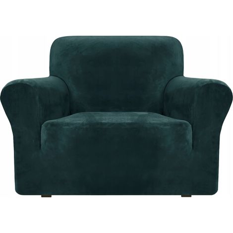 Bezug für Sessel, Sofa, Einsitzer, elastischer Samt, TESS, grün