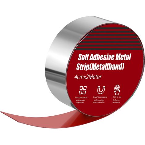 Bande métallique auto-adhésive pour aimants Bandes métalliques fines 2m x 40mm Bande mémo ferreuse flexible pour objets magnétiques, Argenté (1/5)