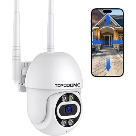 Caméra Wi-Fi extérieure avec alarme humanoïde, 1080P Caméra de surveillance interne WiFi, PTZ 360 degrés Auto Tacking, vision nocturne infrarouge et couleur 20 m, audio bidirectionnel IP66 (1/5)