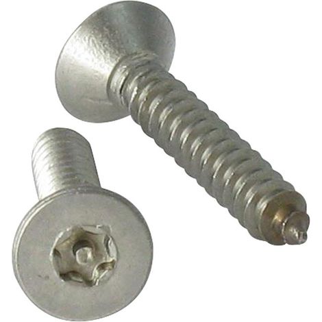 Vis tôle Inviolable Inox A2 Tête fraisée TORX T15 avec téton 3.5X13-1 pièce